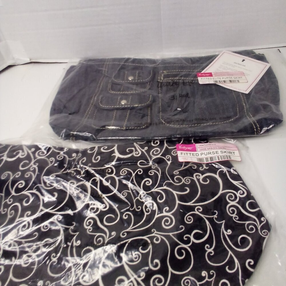 Thirty One Fitted Skirt Purse Skirts Lot of 2 Spring Swirl Dark Denim